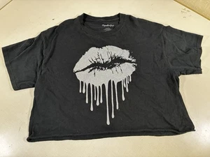 Beliebtes Mädchen Large Kiss Lips bauchfreies Oberteil Shirt - Bild 1 von 6