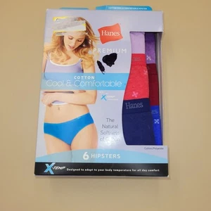 Paquete de 6 bragas hipster Hanes Premium de algodón frescas cómodas X-Temp 9 2XL multi - Imagen 1 de 3
