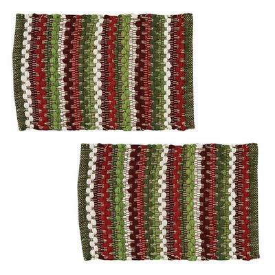 Juego de 2 manteles individuales - Wintergreen Chindi de Park Designs - Verde Rojo Blanco Foto 1 de 4