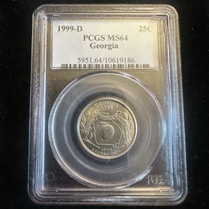 1999 D 25C PCGS MS64 Georgia State Quarter Clad Graded US Coin - Picture 1 of 9