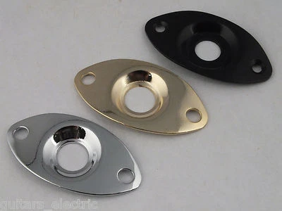 OVAL JACK PLATE for Tele Yamaha Electric Guitars - Chrome Black or Gold