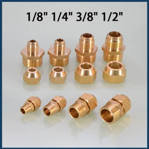 Brass transition Connection Male Thread Flared Pipe Fittings 1/8" 1/4" 3/8" 1/2" - Picture 1 of 19