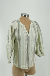 a.n.a A New Approach Women's V Neck Long Sleeve Blouse Size S Green striped - Picture 1 of 9