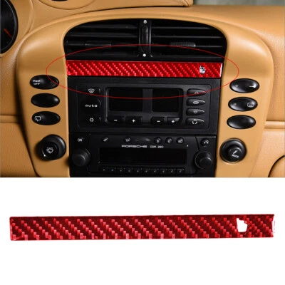 Cubierta interior portavasos de fibra de carbono roja para Porsche Boxster/996 2002-04 Foto 1 de 4