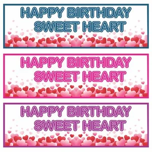 Personalisiertes Happy Birthday Banner Wunschname süßes Herz Party Deko - Bild 1 von 9