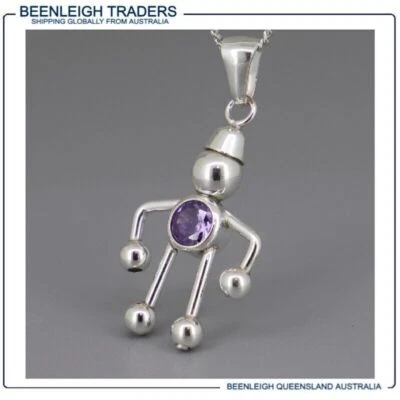 Sterling Silver -BEAD / GEM BABY CHARM Amethyst Purple Round Stone New - Image 1 of 4