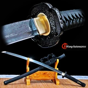 HANDMADE SHARP JAPANESE SAMURAI KATANA SWORD DAMASCUS FOLDED STEEL FULL TANG   - Picture 1 of 12