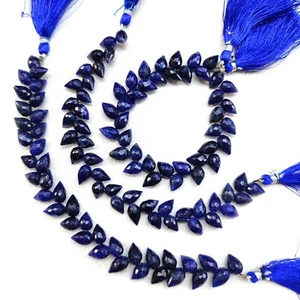 Natural Sodalite Gemstone 9x6 to 10x7mm Faceted Flower Bud Shape Beads 7" Strand - Picture 1 of 7