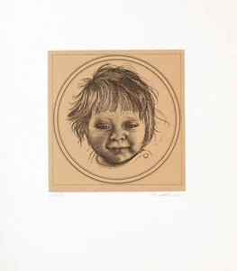 Rudolf HAUSNER, Portrait Tochter Jessica Hausner - Radierung in Farbe - Bild 1 von 1