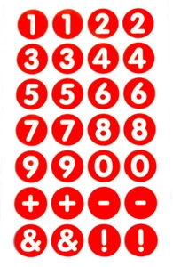 13mm (0.5") Round Circular White on Red Numbering Labels Number Stickers RCN7967 - Picture 1 of 3