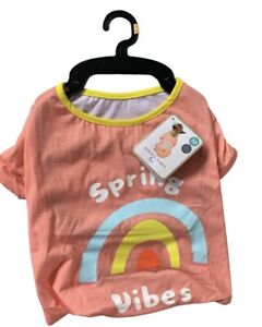 Peach Colour Dog T Shirt Peach Spring Vibes Shirt Rainbow Size M New With Tags