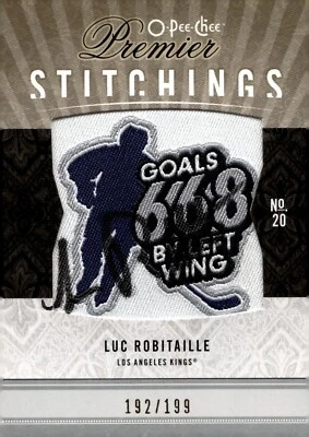 Luc Robitaille - Signed 2009-10 O-Pee-Chee Premier Stitchings /199 Card #PS-LR - Image 1 of 2