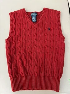 Boys Ralph Lauren Red Cable Knit Vest Size 6 - Picture 1 of 1