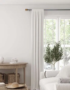 Linen Avenue Wood Rectangle Single Window Curtain Rod Set, 66 to 120-Inch, Br... - Picture 1 of 7
