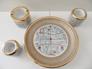 SUPERBE ENSEMBLE DECORATIF MATERIEL DE BUREAU PRESIDENT CERAMIQUE MADE IN ITALY - Picture 1 of 8