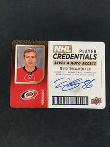 2017-18 UD MVP TEUVO TERAVAINEN AUTO PLAYER CREDENTIALS LEVEL 4 HOCKEY - Picture 1 of 2
