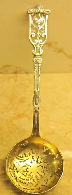 Antiguo cucharón francés de plata esterlina 19th J. MONNEY para compota - azúcar en polvo Foto 1 de 4