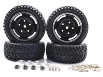 Aluminum Metal / plastic Wheels Rim Rubber Tires For WPL C14 C24 1:16 Rc Crawler - Image 1 of 4