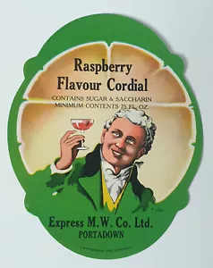 Vintage Cordial Litho Bottle Label Express M W Co Ltd PORTADOWN NORTHERN IRELAND - Picture 1 of 2