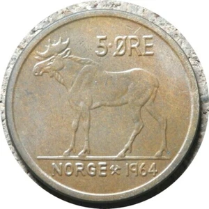 elf Norway 5 Ore 1964 Moose - Picture 1 of 2