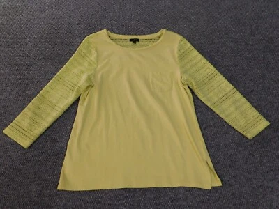 Talbots top Medium yellow laced womens pullover stretch cotton - Image 1 of 4