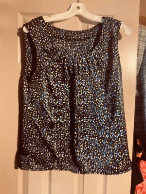 Talbots синий черный точка без рукавов оборки блузка размер маленький новый без ЯРЛЫКОВ шелковый вид - Изображение 1 из 4