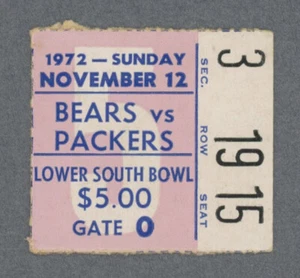 11/12/72 Green Bay Packers at Chicago Bears Ticket Stub - Picture 1 of 2
