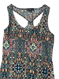 Maxi Vestido Para Mujer Talla S Estampado Geométrico Sin Mangas Boho Hippie Abertura - Imagen 1 de 9