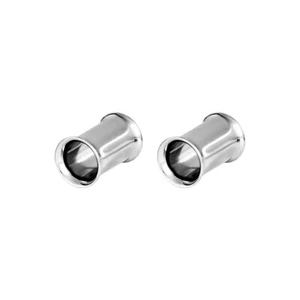 Pair of Surgical Steel PVD Silver Double Flare Ear Tunnels Earlets Gauges Plugs - Picture 1 of 109