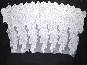 Elfenbein Blumenmuster Spitze, Pailletten & Perle APPLIKATION 1 YARD Hochzeitskleider Handwerk - Bild 1 von 6