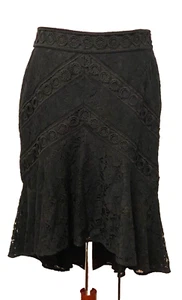 WHITE HOUSE BLACK MARKET Women's Size 6 High Low Skirt Lace V Line Midi Length - Picture 1 of 10
