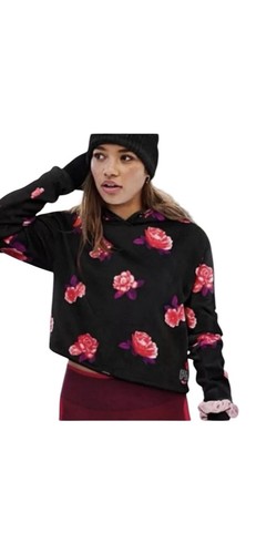 UNDERCOVER Vs Victorias Secret ROSA MAGLIONE MAGLIA PULLOVER FELPA CON CAPPUCCIO NERO PURO FLOREALE XS