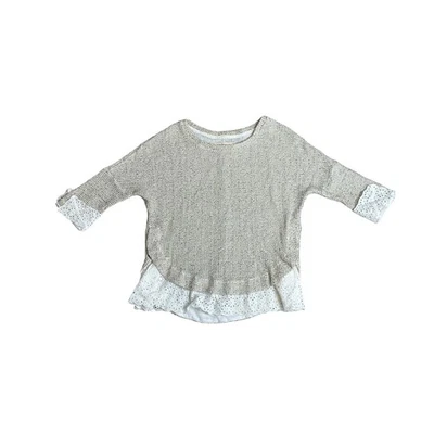 Suéter de malha Saturday Sunday Anthropologie com camada de renda simulada branco creme XS  - Imagem 1 de 4
