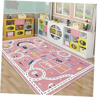 Alfombra de juego para niños rayuela alfombra de área de coche 5x8 pies extra grande para dormitorio de niñas suave  Foto 1 de 4