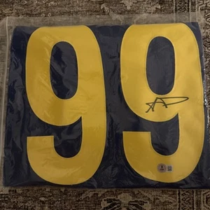 Rams Aaron Donald Beckett Authenticated Auto Blue Custom Jersey - Picture 1 of 2