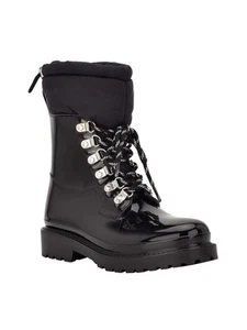 CALVIN KLEIN JEANS Womens Black Rain Eloy Round Toe Block Heel Rain Boots 10 M - Picture 1 of 8