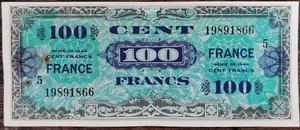 Banknote 100 Franken 1944 FRANKREICH vorbereitet von den USA zur Befreiung S5 19891866 - Bild 1 von 2