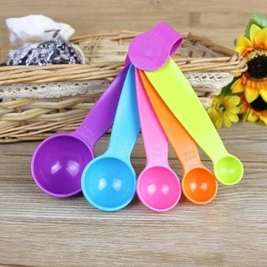 5Pcs Multi-colour PVC Measuring Spoons Set Tablespoons Kitchen Utensil Teaspoons - Picture 1 of 8