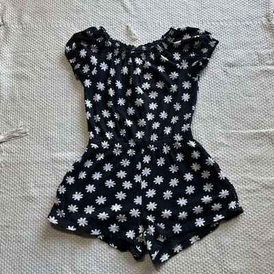 Old Navy Girls Romper Size Xs Black Daisy Print - Image 1 of 4