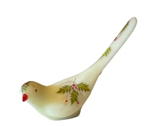 Vintage FENTON Weihnachtstaube irisierendes Glas Langschwanz Vogel L@@K Stechpalme Beere - Bild 1 von 6