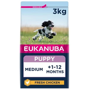 Eukanuba Complete Dry Dog Food for Puppy Medium Breeds with Fresh Chicken 3 kg - Picture 1 of 5
