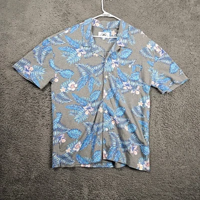 Camisa abotonada FREE PLANET Good Times para hombre XL gris hoja tropical floral Foto 1 de 4
