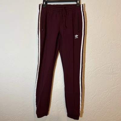 Adidas Originals XS Joggers Maroon 3-Stripes Trefoil Track Pants DH2998 - Image 1 of 4