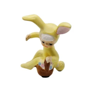 Vintage Holt Howard gelb Osterhase Mädchen Kerze Kletterer Japan mit Fehler - Bild 1 von 17