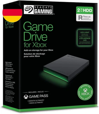Seagate Game Drive Xbox 2TB, Tragbare Externe Festplatte, 2.5 Zoll, USB 3.0, Xbo - Bild 1 von 4