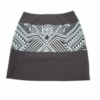 Falda corta Etcetera bordada línea A 10 para mujer marrón oscuro azul turquesa L Foto 1 de 4