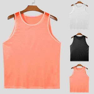 Canottiera uomo girocollo smanicata maglia trasparente nightclub party - Foto 1 di 35