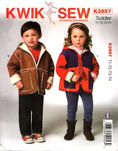Kwik Sew 3957 ~ Toddlers Jackets ~ Patch Pockets, front zipper, Sizes: T1 - T4 - Picture 1 of 4