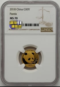 NGC MS 70 2018 China G50Y Panda  ULTRA CAMEO Collection 3g Panda Gold Coin - Picture 1 of 2