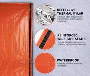 2 Pack Emergency Survival Bivvy Bag Waterproof High Visibility & Whistle Winter - Picture 1 of 3
